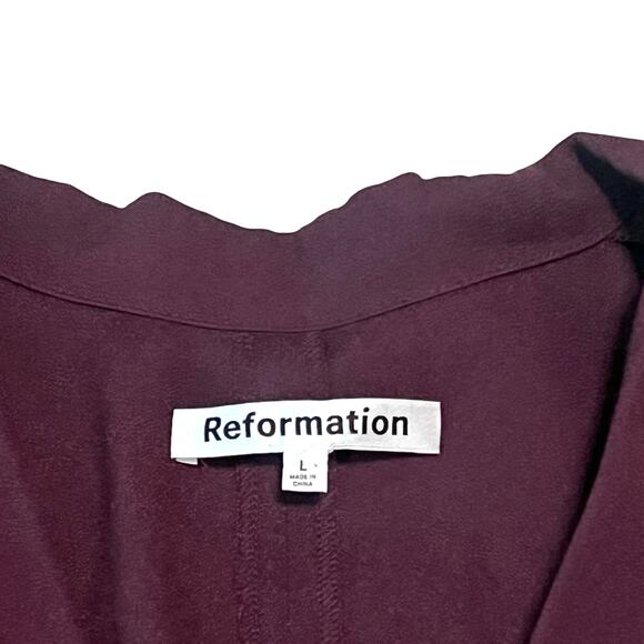 Reformation Danika Short Sleeve V-Neck Midi/Maxi Dress Prune Sz L - Picture 3 of 11